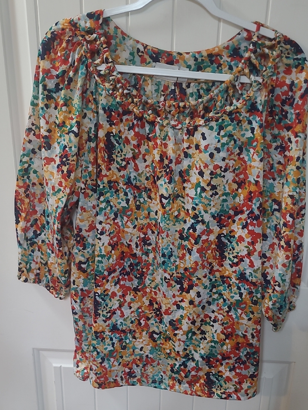 Kim Rogers 1X Multicolor Floral Print Scoop Neck Blouse